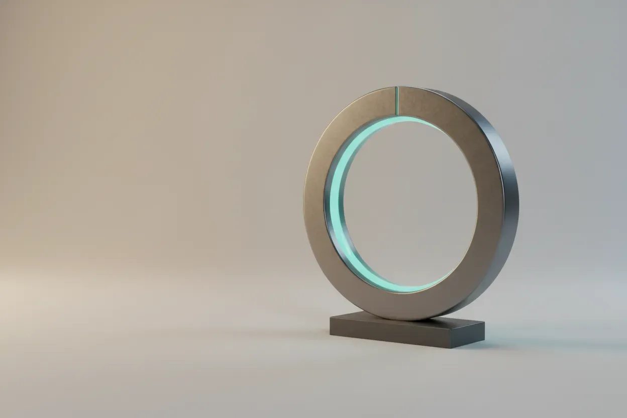 Modern circular progress ring on a neutral background, a glowing segment symbolizing team engagement and measurable progress.